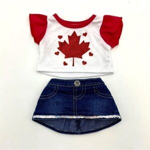 BUILD A Bear Clothes Maple Leaf Shirt Denim Jean Skirt BAB Outfit